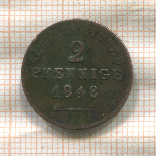2 пфеннига. Биркенфельд 1848г