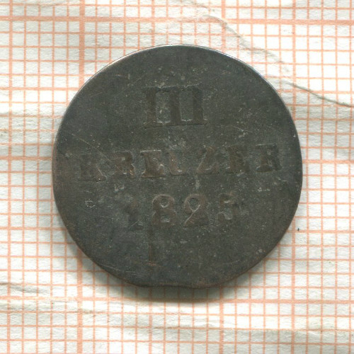 3 крейцера. Нассау 1825г