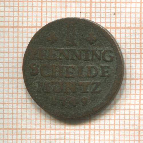 1 пфеннинг. Брауншвейг-Вольфенбюттель 1749г