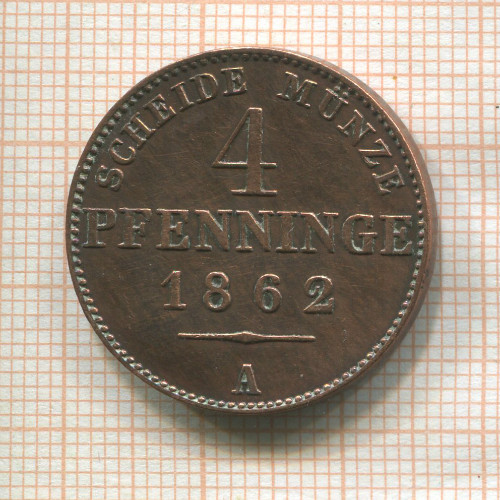4 пфеннинга. Пруссия 1862г
