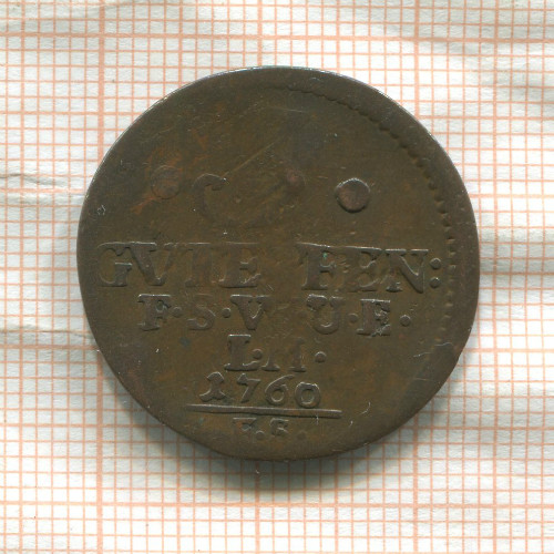 3 пфеннига. Саксен-Ваймар-Эйзенах 1760г