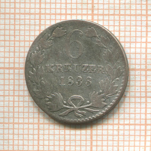 6 крейцеров. Баден 1833г