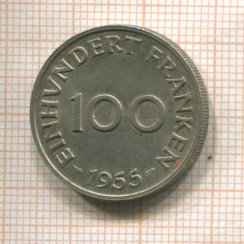 100 франков. Саарланд 1955г
