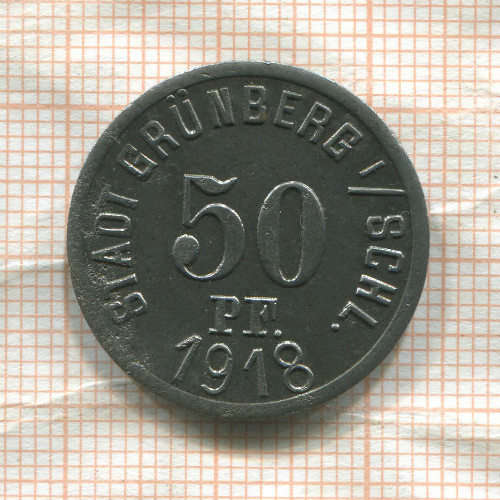 Нотгельд. 50 пфеннигов. Германия. Грюнберг