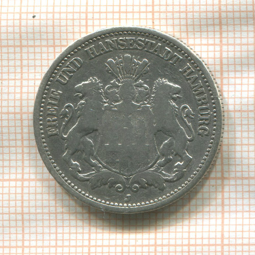 2 марки. Гамбург 1876г