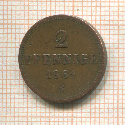 1 пфенниг. Саксония 1861г