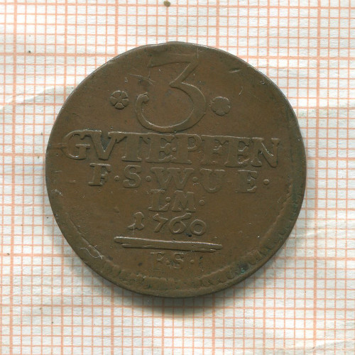 3 пфеннига. Саксен-Ваймар-Эйзенах 1760г