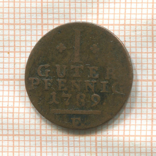 1 пфенниг. Шаумбург-Гессен 1789г
