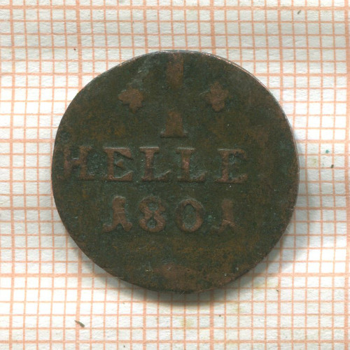 1 геллер. Гессен-Кассель 1801г