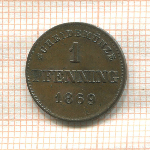 1 пфеннинг. Бавария 1869г