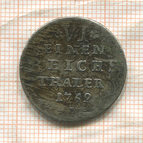 1/6 талера. Пруссия 1752г