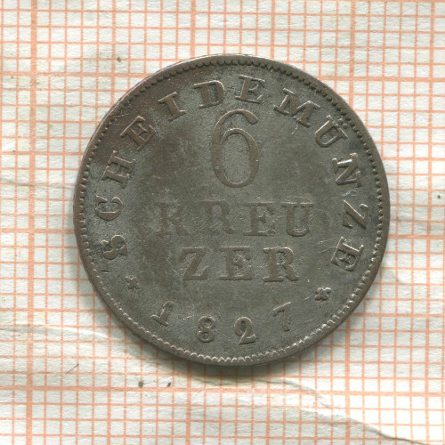 6 крейцеров. Гессен 1827г