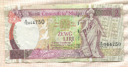 2 лиры. Мальта 1967г