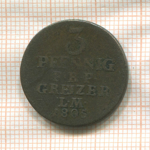 3 пфеннига. Рейсс-Обергрейц 1805г