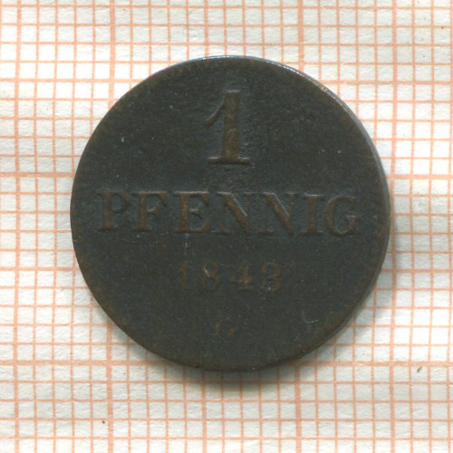 1 пфенниг. Саксония 1848г
