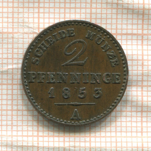2 пфеннинга. Пруссия 1853г