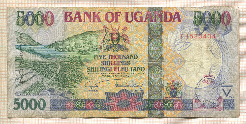 5000 шиллингов. Уганда 2005г