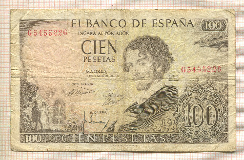 100 песет. Испания 1965г