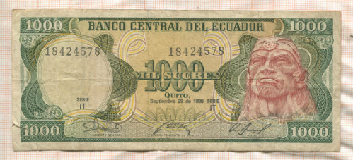 1000 сукре. Эквадор 1986г