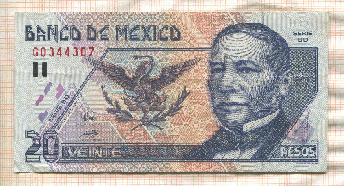 20 песо. Мексика 1998г