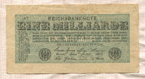 1000000000 марок. Германия 1923г
