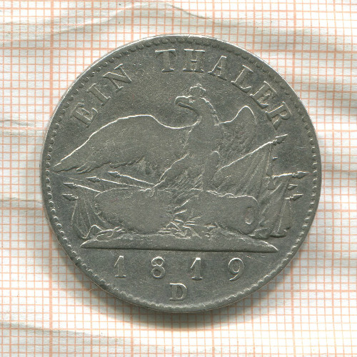 1 талер. Пруссия 1819г