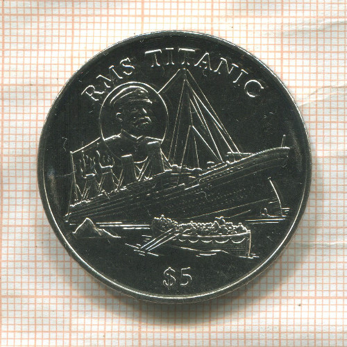 5 долларов. Либерия 1998г