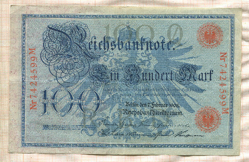 100 марок. Германия 1908г