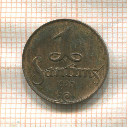 1 сантим. Латвия 1926г