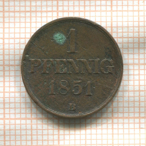 1 пфеннинг Брауншвейг-Вольфенбюттель 1851г