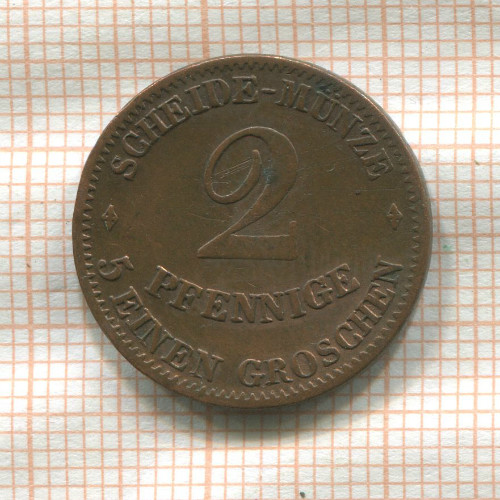 2 пфеннига. Саксен-Кобург-Гота 1856г