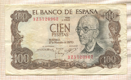 100 песет. Испания 1970г