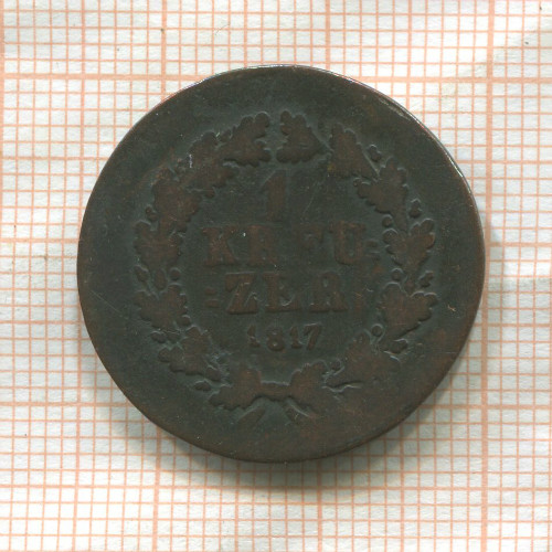 1 крейцер. Нассау 1817г