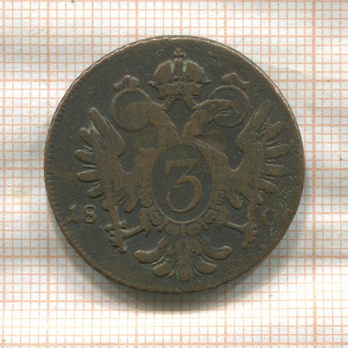 3 крейцера. Австрия 1800г