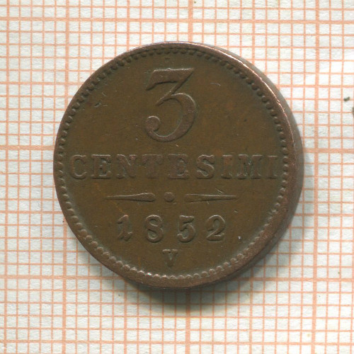 3 сентесимо. Австрия. Ломбардия 1852г