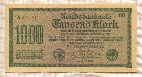1000 марок. Германия 1922г