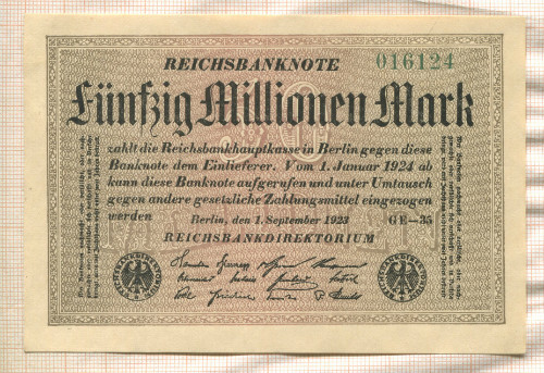 50000000 марок. Германия 1923г
