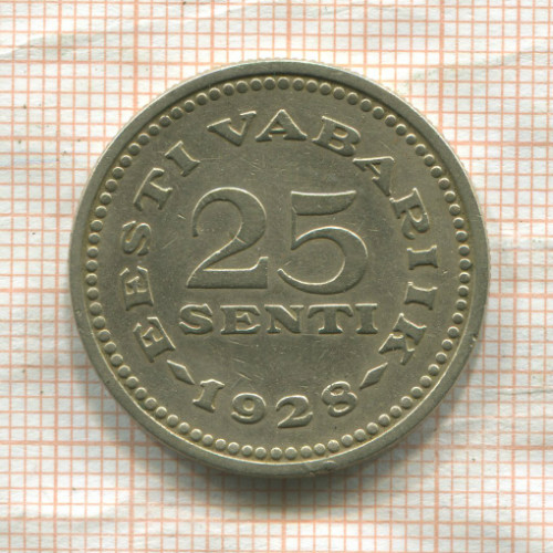 25 сентов. Эстония 1928г