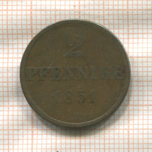 2 пфеннига. Брауншвейг 1851г