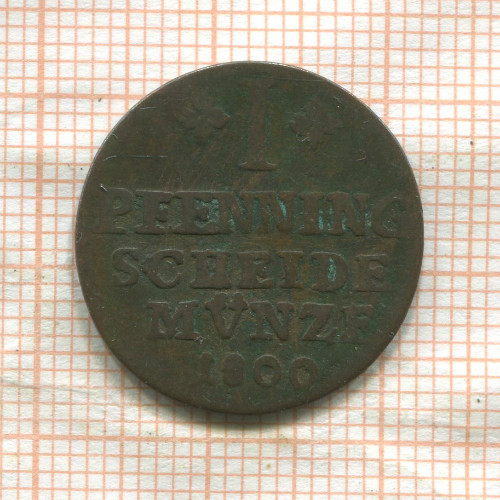 1 пфеннинг. Брауншвейг-Вольфенбюттель 1800г
