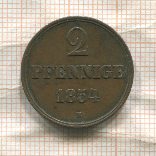 2 пфеннига. Ганновер 1854г