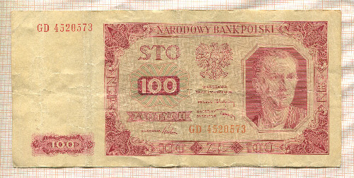 100 злотых. Польша 1948г