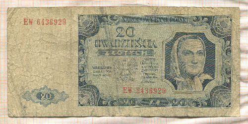 20 злотых. Польша 1948г