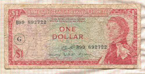 1 доллар. Восточные Карибы