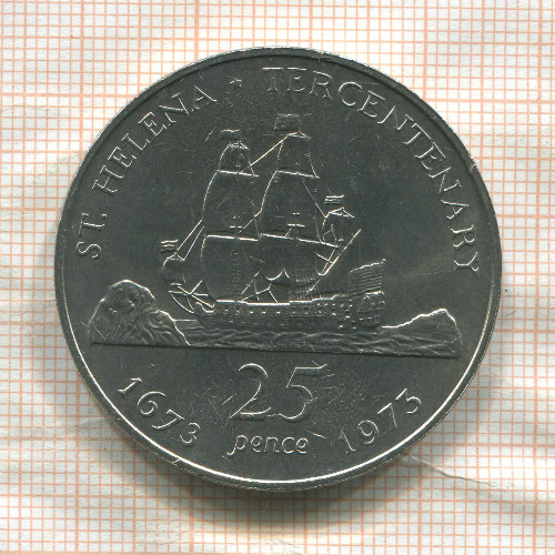 25 пенсов. Остров Св.Елены 1973г
