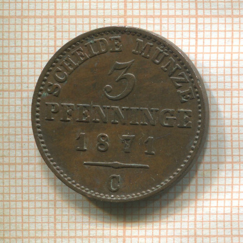3 пфеннинга. Пруссия 1871г