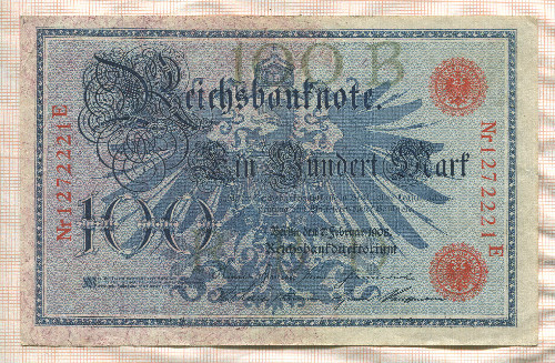 100 марок. Германия 1908г