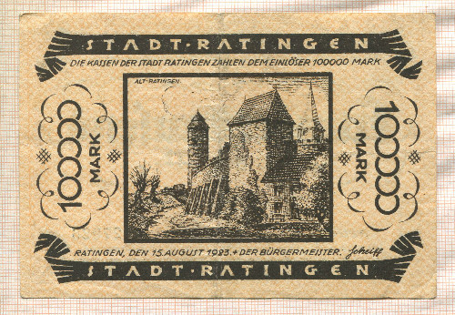 100000 марок. Германия 1923г