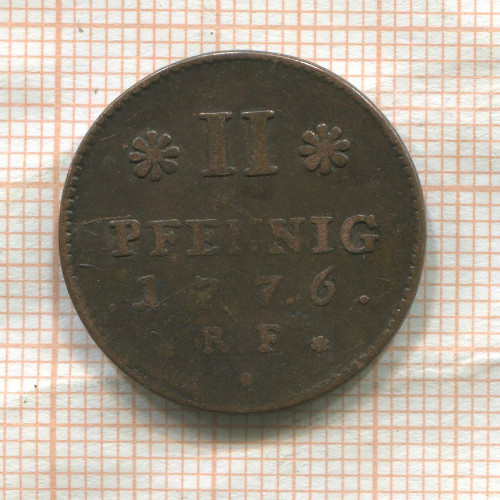 2 пфеннига. Гессен-Дармштадт 1776г