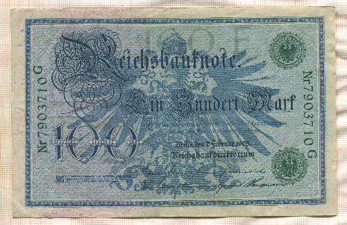 100 марок. Германия 1908г